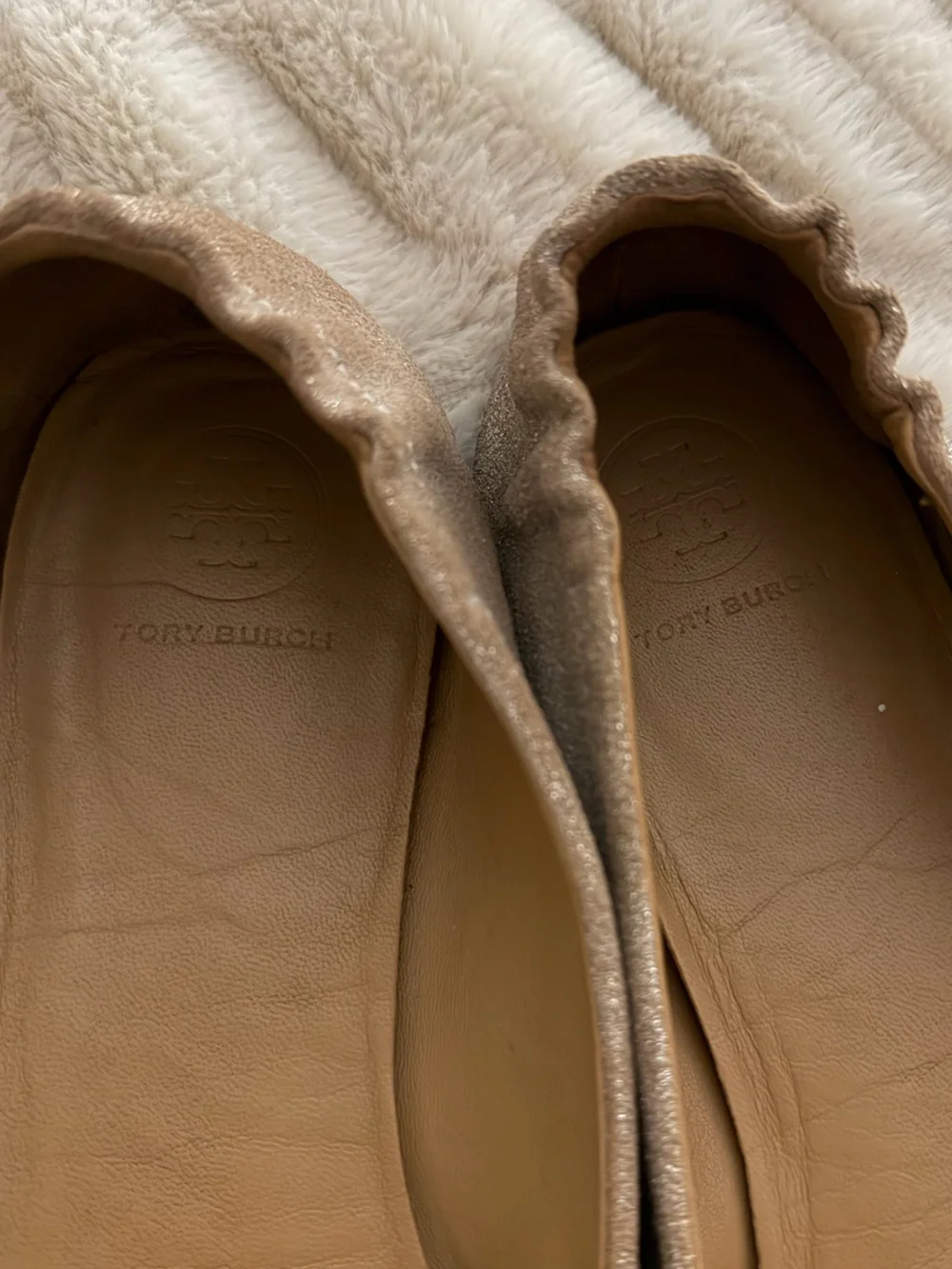 Tory Burch Metallic Minnie Travel Ballet Flats